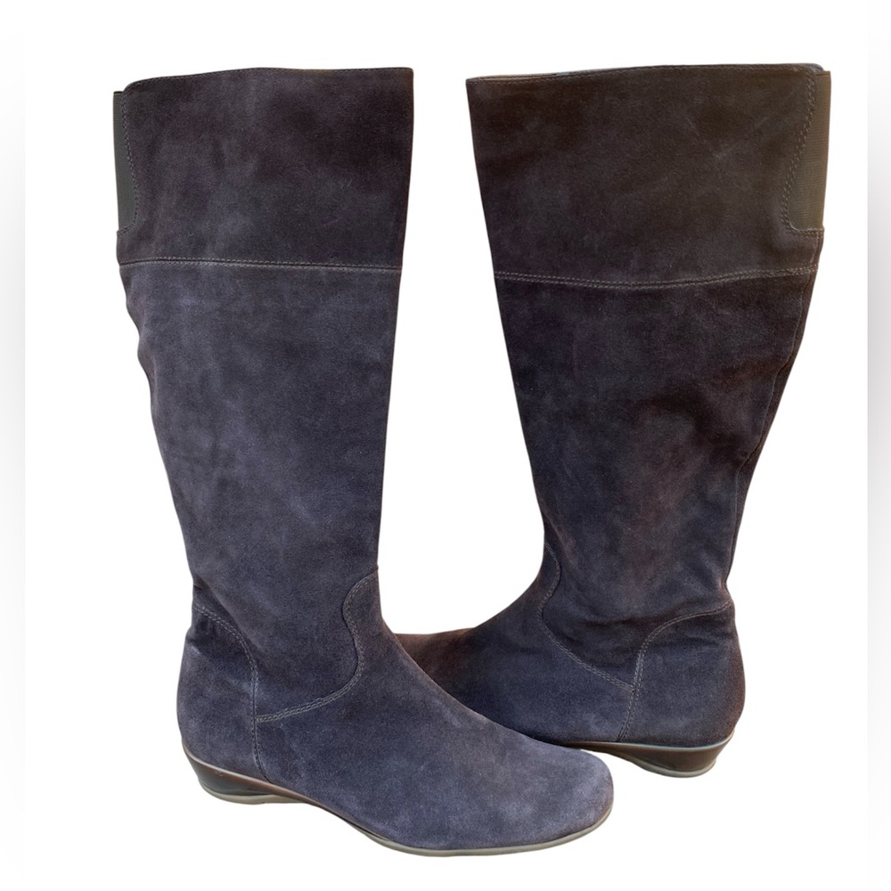 Vertan Italia Women's Brown Suede Wedge Heel Knee High Boots 9 - Picture 2 of 6